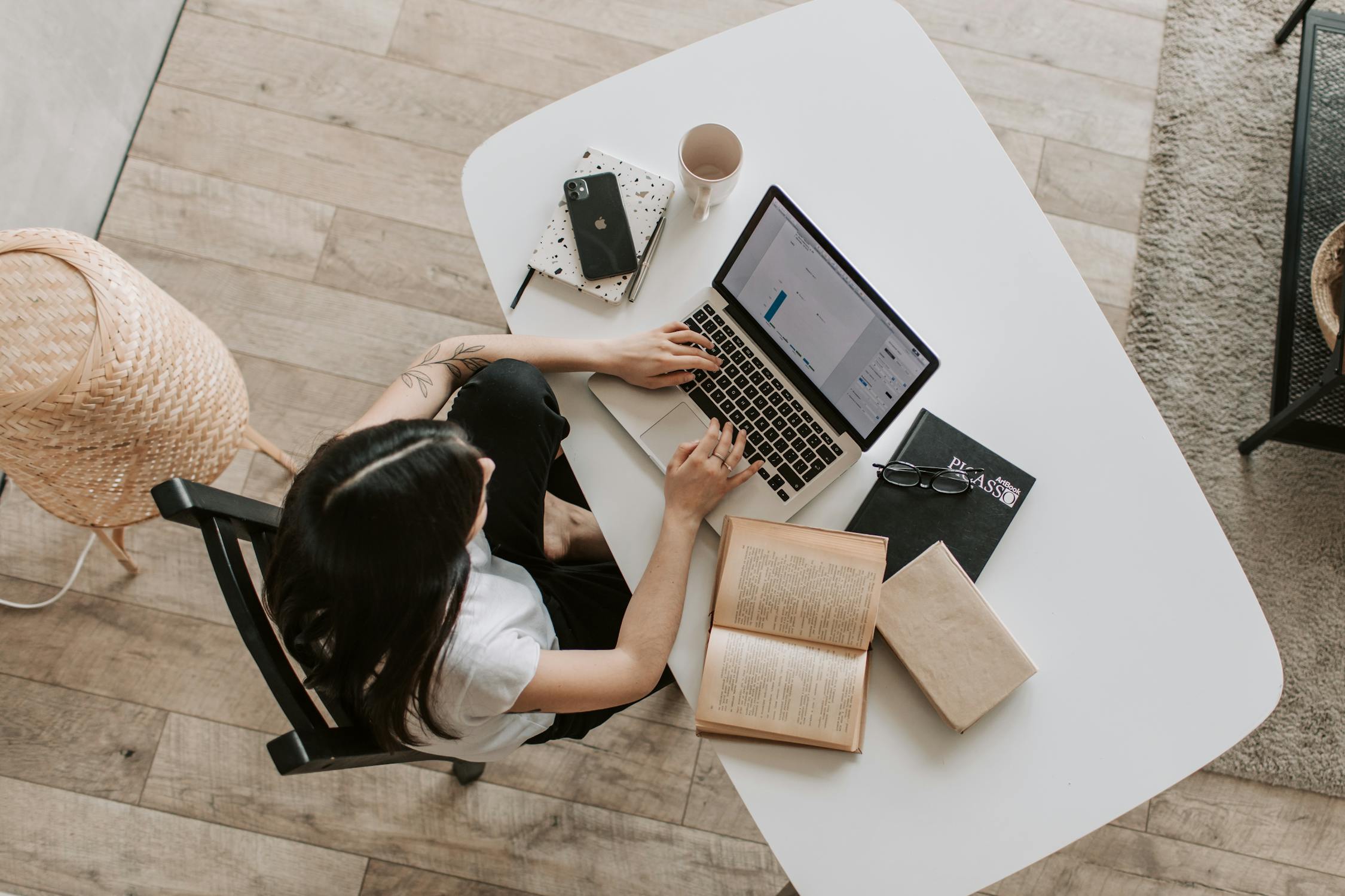 Person working with AI to create content
